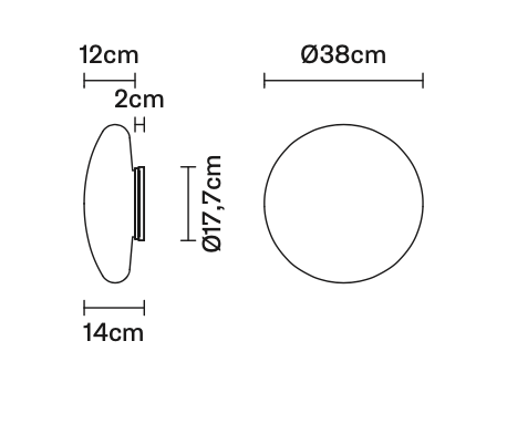 Lumi Crescent Ceiling, 38 cm, White Glass, E27, IP40