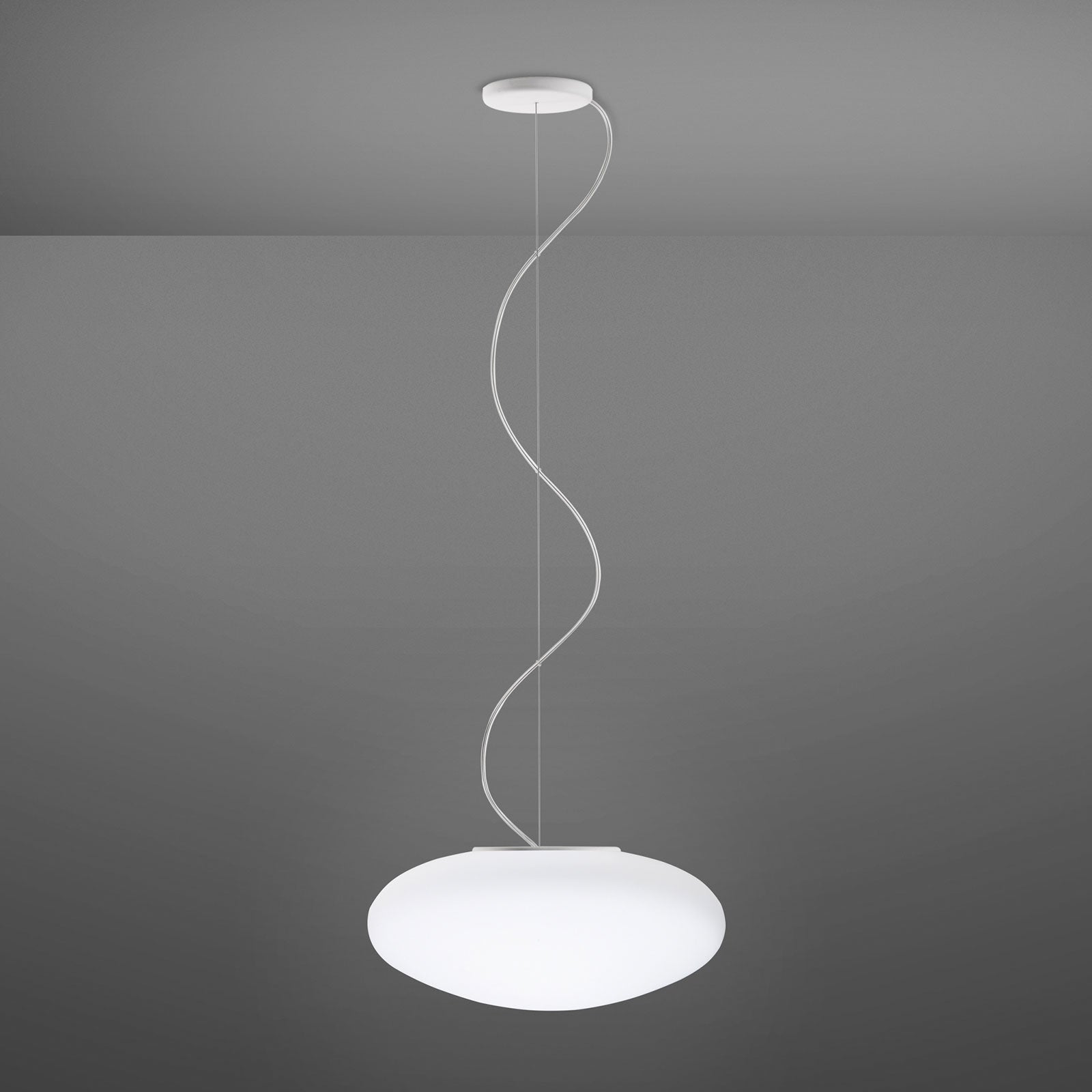 Lumi Crescent Pendant, 42 cm, White Glass, E27, IP20