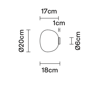 Lumi Mochi Wall, 20 cm, White Glass, G9, IP44