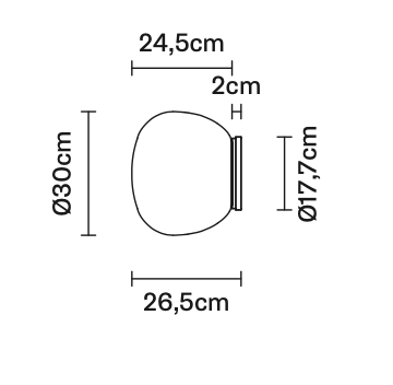 Lumi Mochi Ceiling, 30 cm, White Glass, E27, IP40