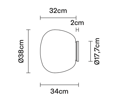 Lumi Mochi Ceiling, 38 cm, White Glass, E27, IP40