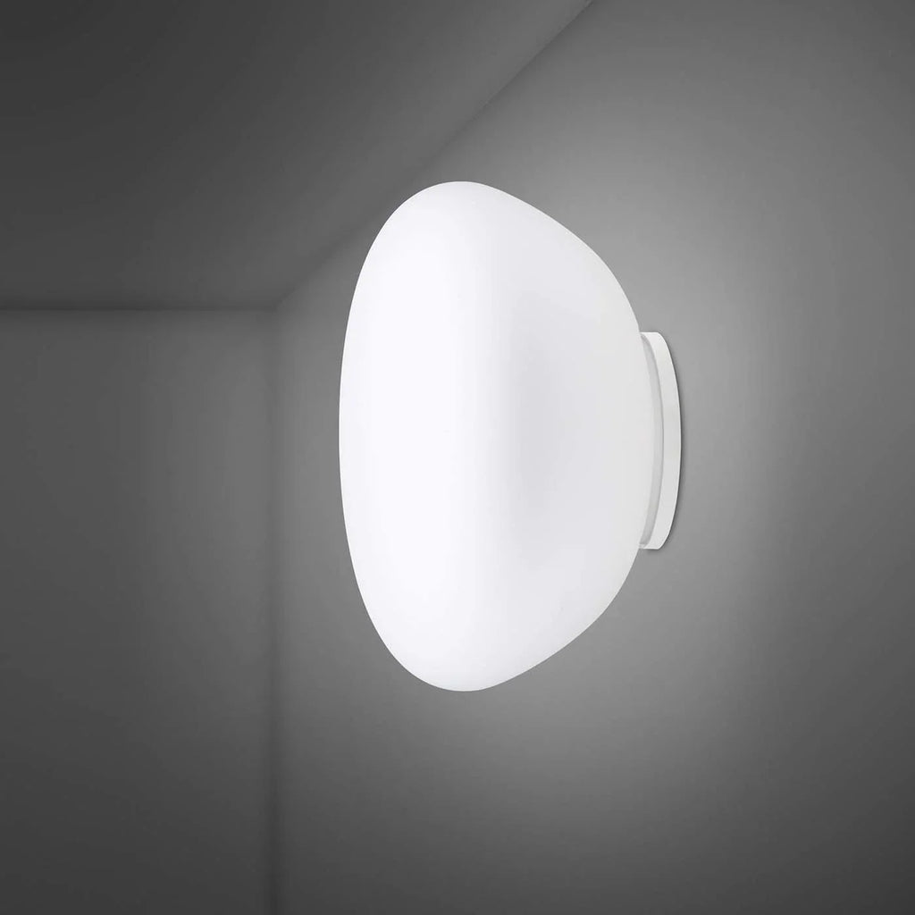 Lumi Poga Wall, 42 cm, White Glass, E27, IP20