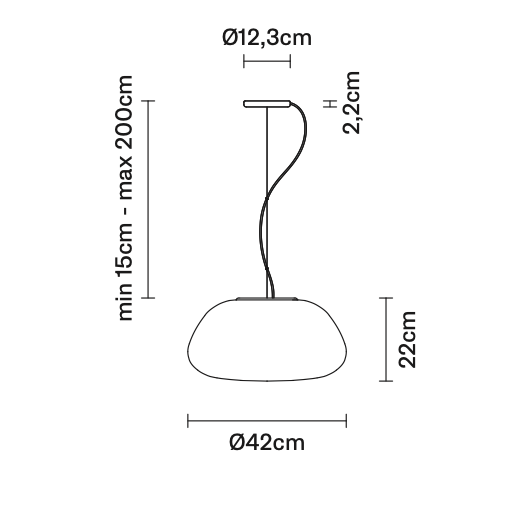 Lumi Poga Pendant, 42 cm, White Glass, E27, IP20