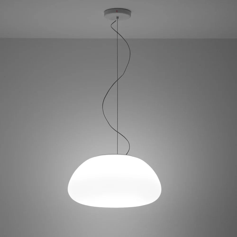 Lumi Poga Pendant, 42 cm, White Glass, E27, IP20