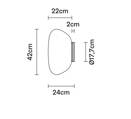 Lumi Poga Wall, 42 cm, White Glass, E27, IP20