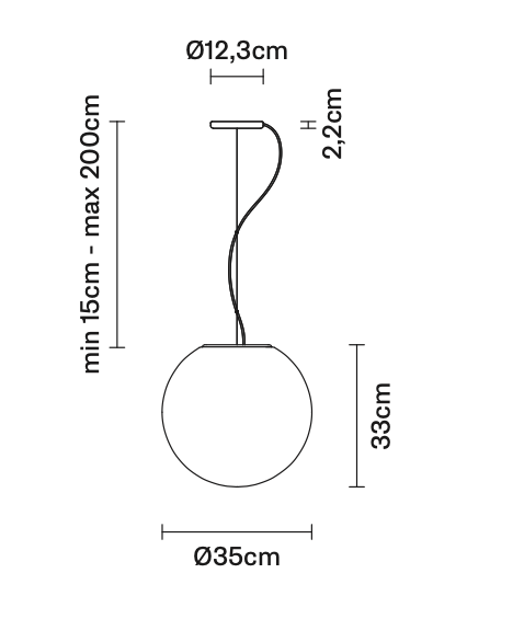 Lumi Sfera Pendant, 35 cm, White Glass, E27, IP40