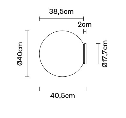 Lumi Sfera Ceiling, 40 cm, White Glass, E27, IP40