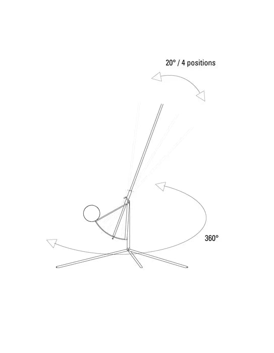 Mantis BS1 B Adjustable Floor Lamp with Round Base, Black, E14, On/Off, IP20
