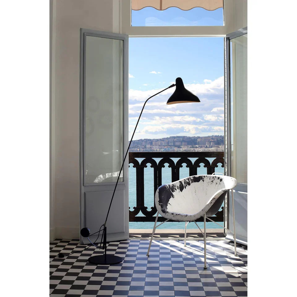 Mantis BS1 B Adjustable Floor Lamp with Round Base, Black, E14, On/Off, IP20