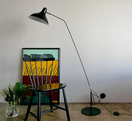 Mantis BS1 B Adjustable Floor Lamp with Round Base, Black, E14, On/Off, IP20