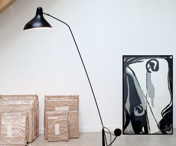 Mantis BS1 B Adjustable Floor Lamp with Round Base, Black, E14, On/Off, IP20