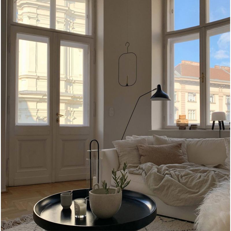 Mantis BS1 B Adjustable Floor Lamp with Round Base, Black, E14, On/Off, IP20