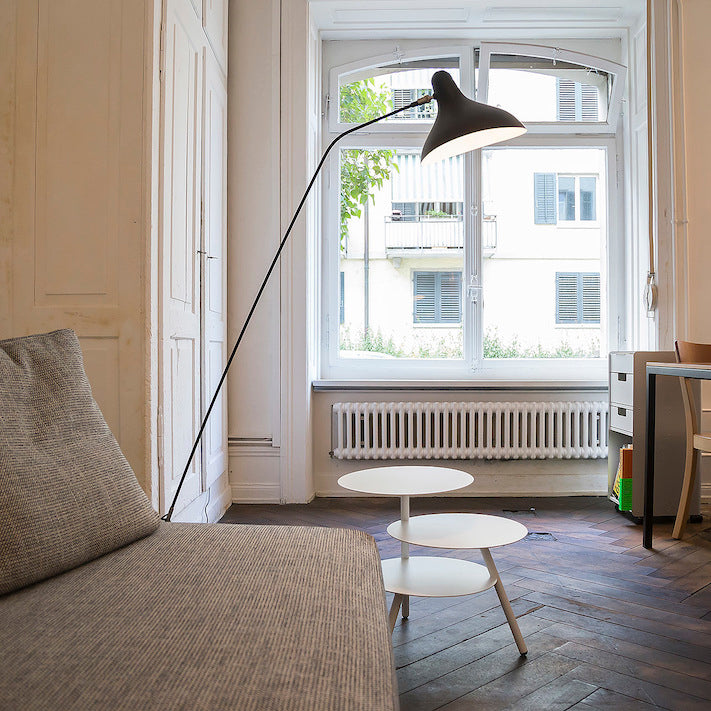 Mantis BS1 B Adjustable Floor Lamp with Round Base, Black, E14, On/Off, IP20