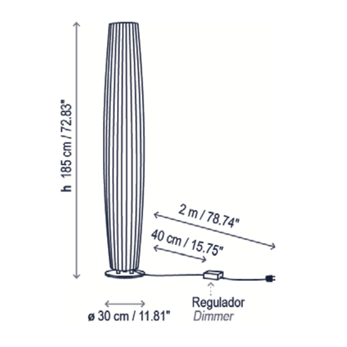 Maxi Floor Lamp, White Ribbons, E27, Floor Switch Dim, IP20