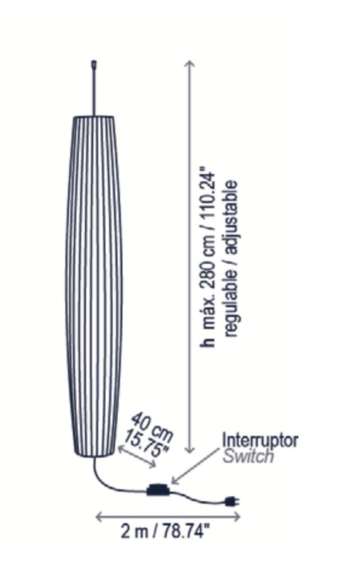 Maxi Pendant, 158 cm, White Ribbons, E27, Floor Switch, Plugs In, IP20