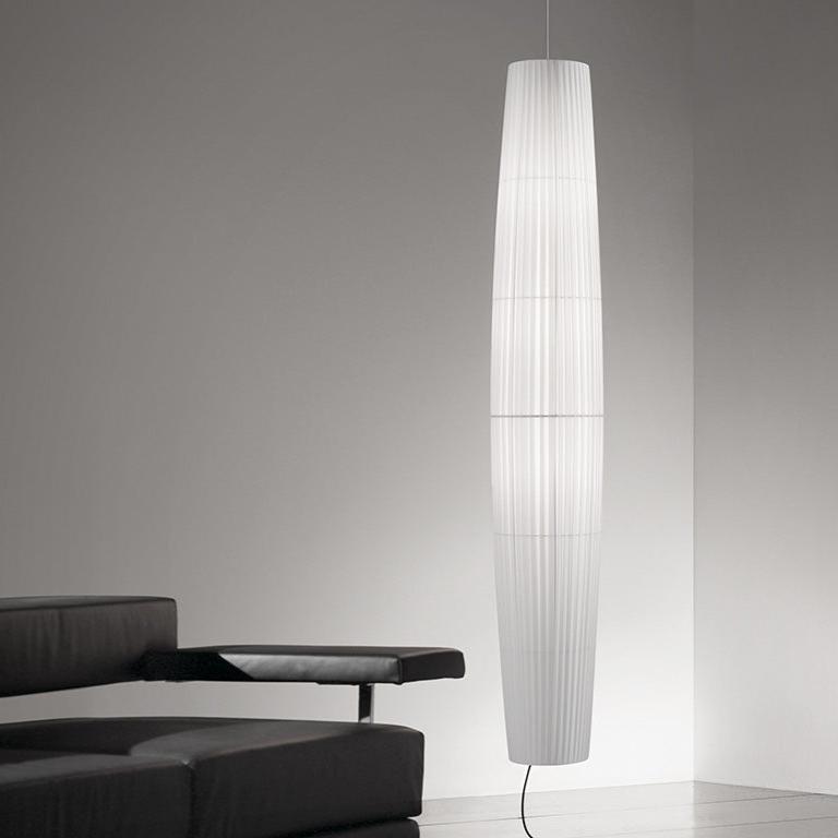 Maxi Pendant, 158 cm, White Ribbons, E27, Floor Switch, Plugs In, IP20