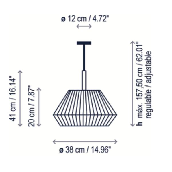 Mei Pendant, 38 cm, White Ribbons, E27, IP20