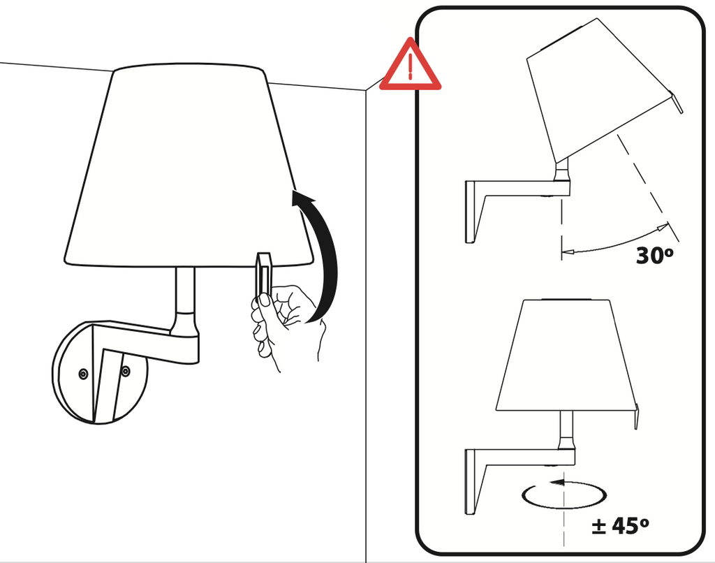 Melampo Reading Wall Light, Aluminium with Grey Silk Shade, E14 IP20