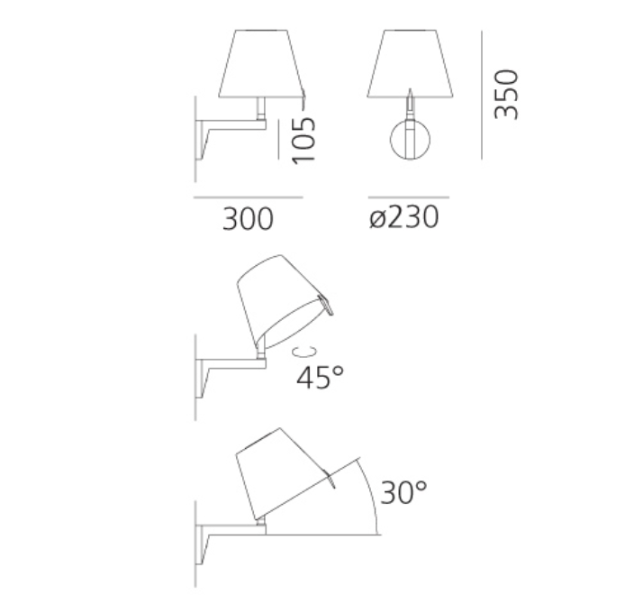 Melampo Reading Wall Light, Bronze with Ecru Silk Shade, E14 IP20
