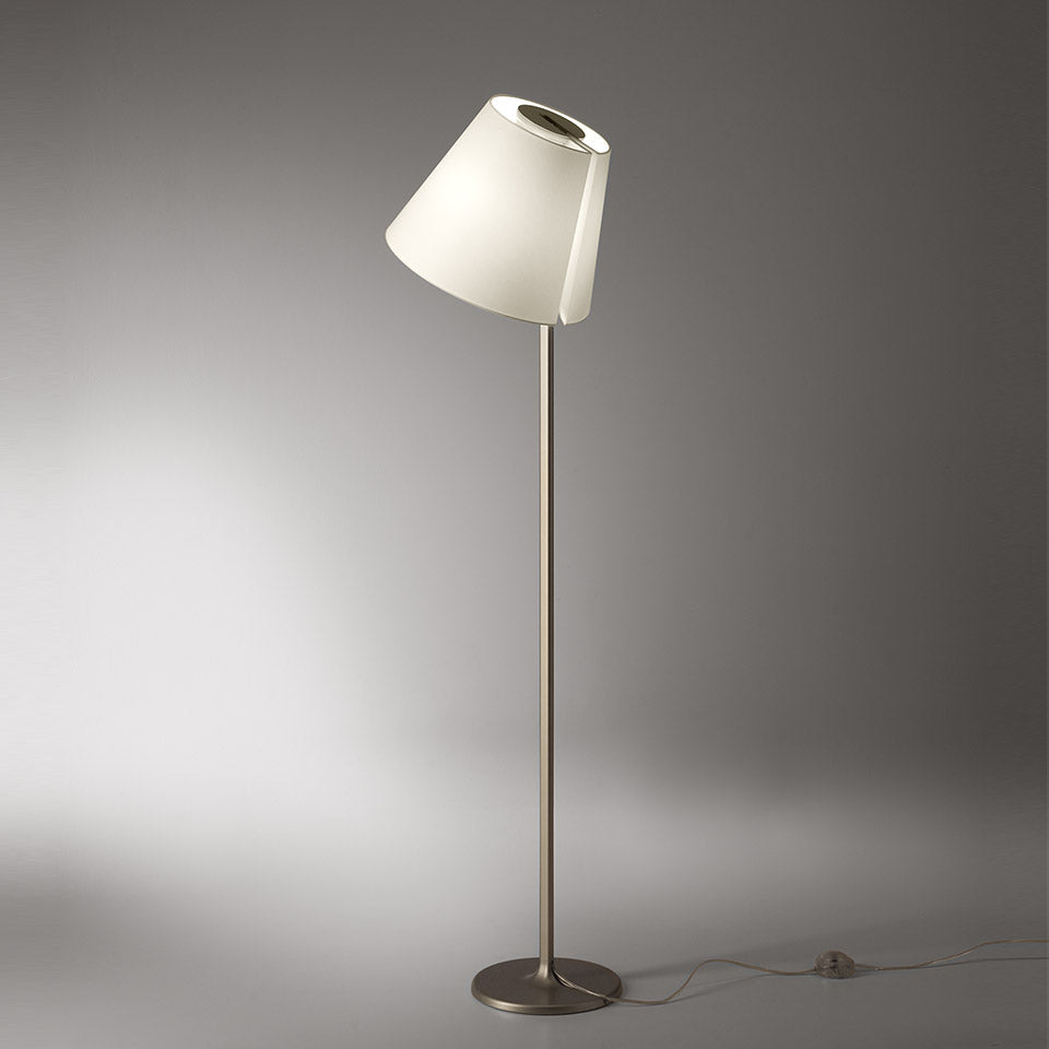 Melampo Reading Floor Lamp, Bronze with Ecru Silk Shade, E27, IP20