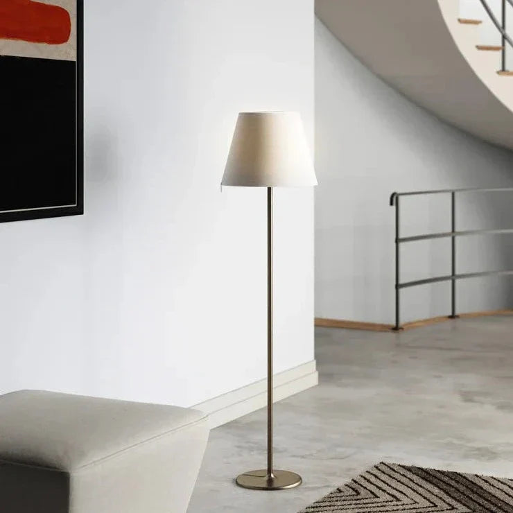 Melampo Reading Floor Lamp, Bronze with Ecru Silk Shade, E27, IP20