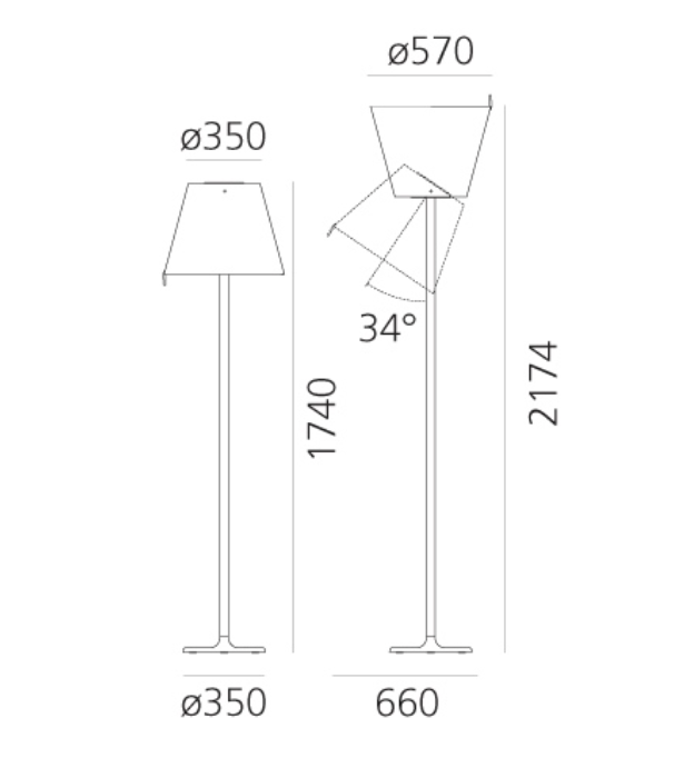 Melampo Reading Floor Lamp, Bronze with Ecru Silk Shade, E27, IP20