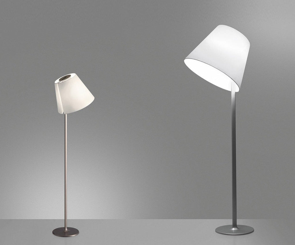 Melampo Reading Floor Lamp, Aluminium with Grey Silk Shade, E27, IP20