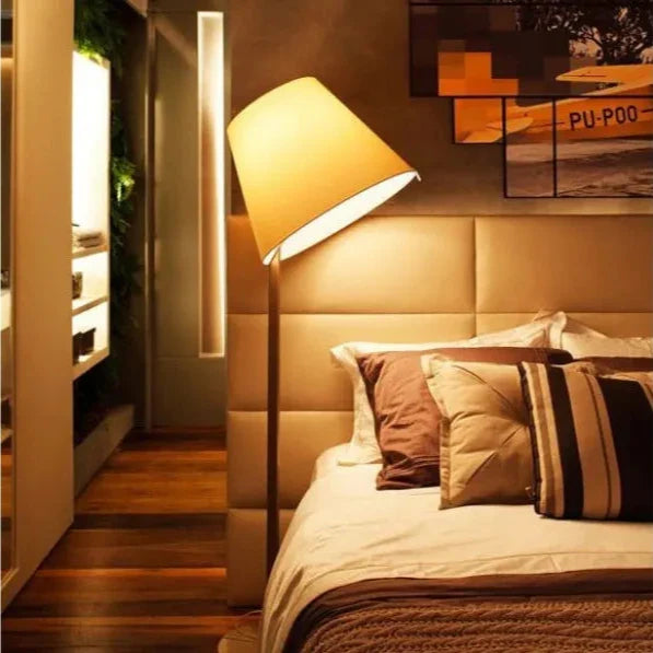 Melampo Reading Floor Lamp, Bronze with Ecru Silk Shade, E27, IP20