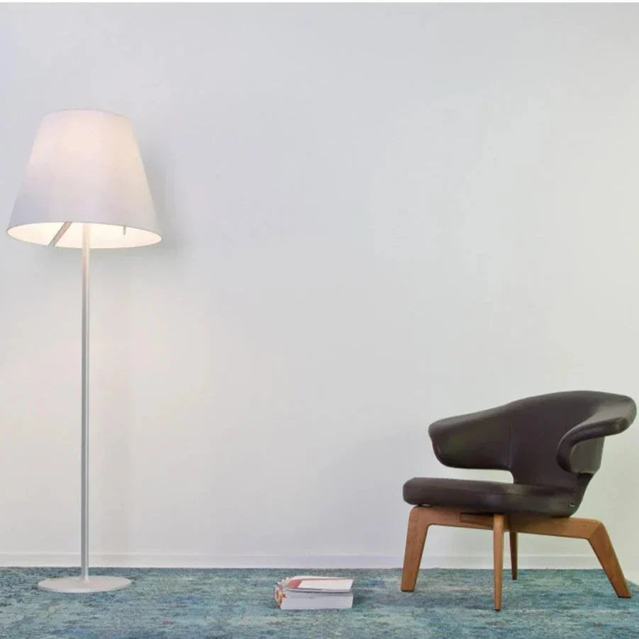 Melampo Reading Floor Lamp, Bronze with Ecru Silk Shade, E27, IP20