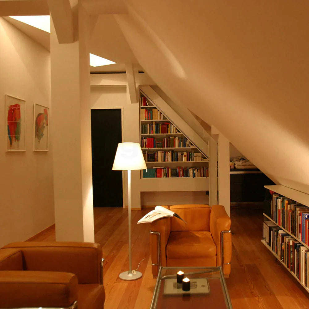 Melampo Reading Floor Lamp, Bronze with Ecru Silk Shade, E27, IP20