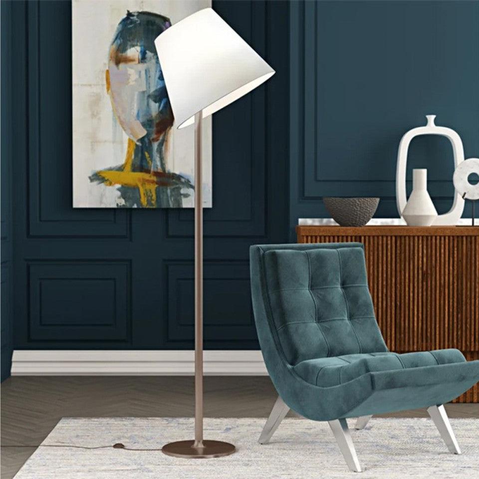 Melampo Reading Floor Lamp, Bronze with Ecru Silk Shade, E27, IP20