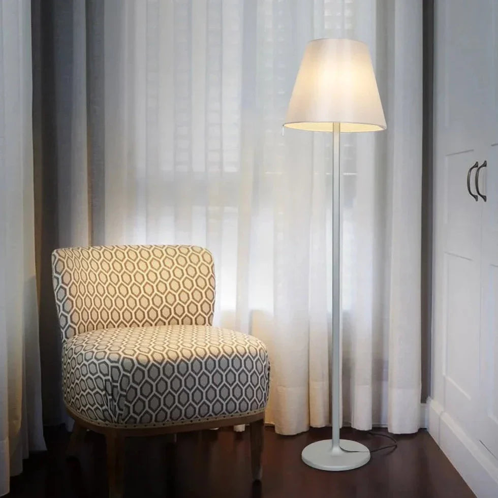 Melampo Reading Floor Lamp, Bronze with Ecru Silk Shade, E27, IP20