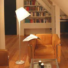 Melampo Reading Floor Lamp, Bronze with Ecru Silk Shade, E27, IP20