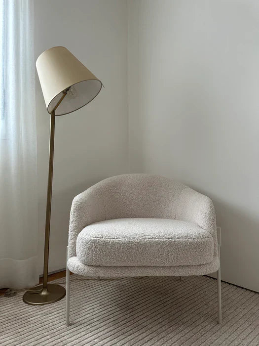 Melampo Reading Floor Lamp, Aluminium with Grey Silk Shade, E27, IP20