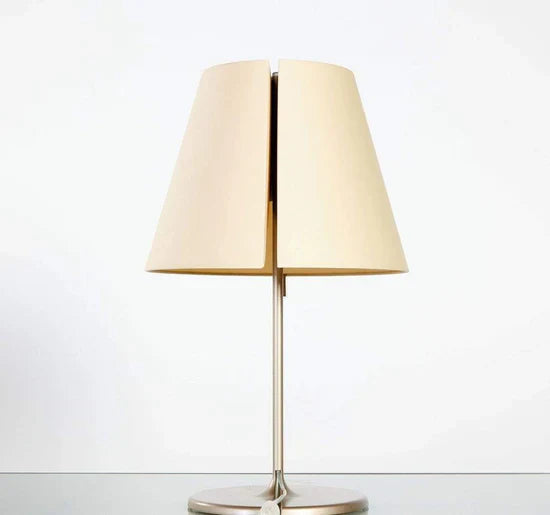 Melampo Reading Table Lamp, Aluminium with Grey Silk Shade, IP20