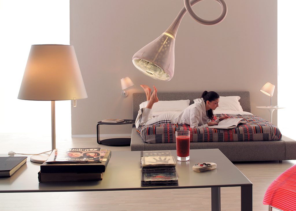 Melampo Reading Floor Lamp, Bronze with Ecru Silk Shade, E27, IP20