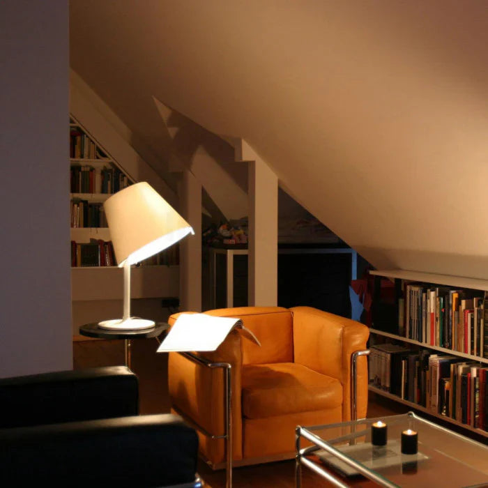 Melampo Reading Table Lamp, Bronze with Ecru Silk Shade, IP20