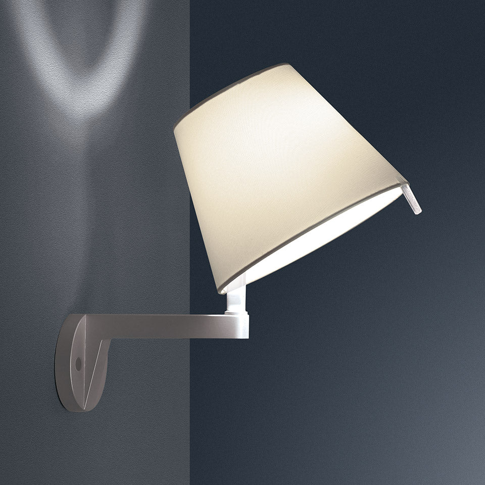 Melampo Reading Wall Light, Bronze with Ecru Silk Shade, E14 IP20