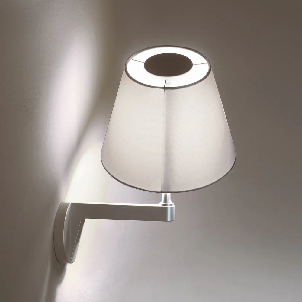 Melampo Reading Wall Light, Aluminium with Grey Silk Shade, E14 IP20