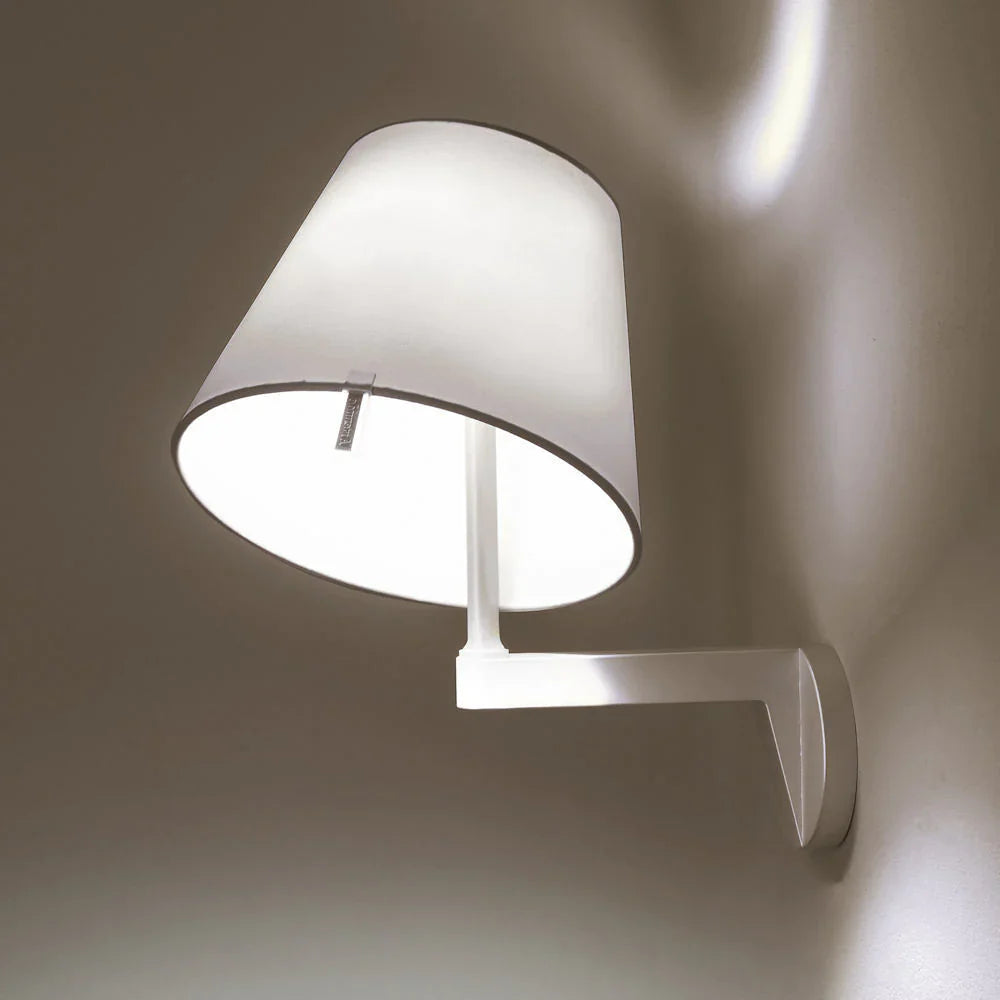 Melampo Reading Wall Light, Aluminium with Grey Silk Shade, E14 IP20