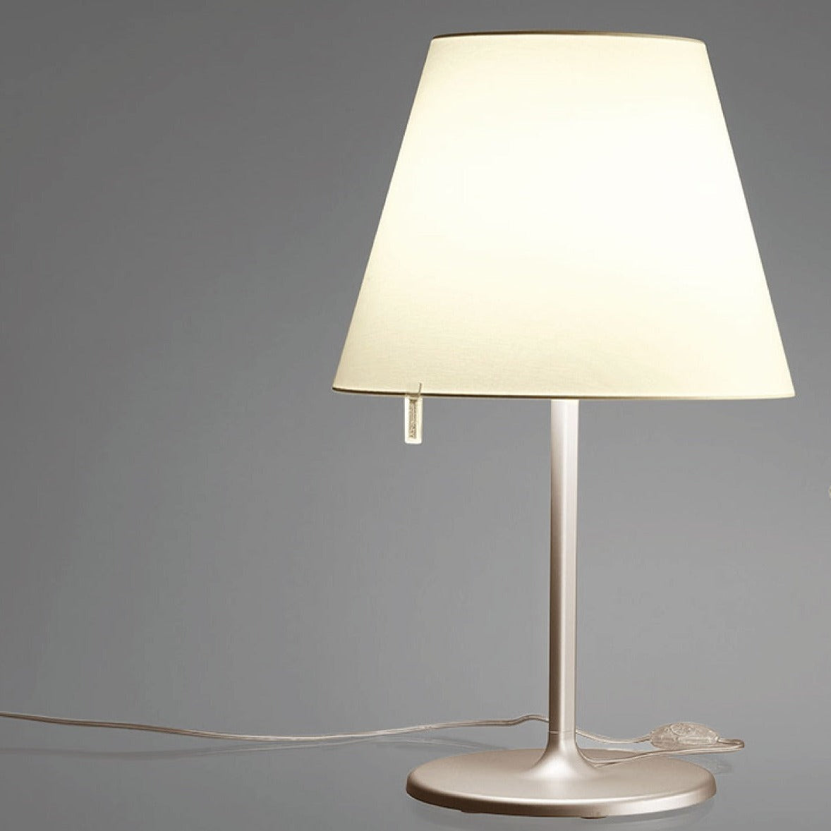 Melampo Reading Table Lamp, Aluminium with Grey Silk Shade, IP20