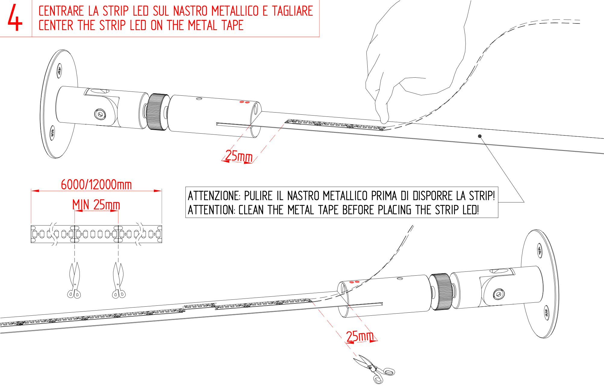 Metro Surface Mounted Metal LED Strip, 1-10v Dim or On/Off