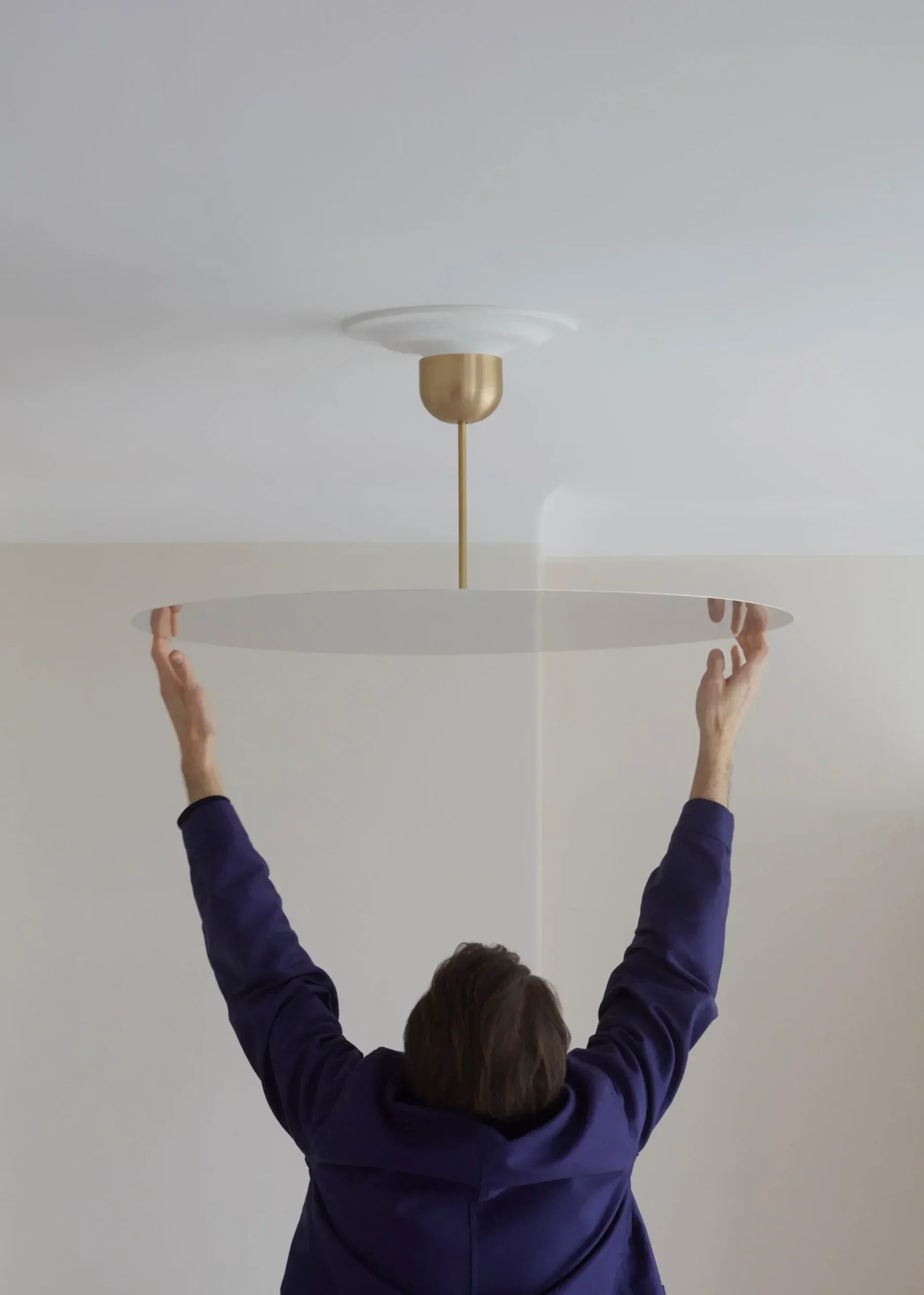 Millimetro Ceiling, Mirror Disc with Brass Hardware, LED, Phase Dim, IP20