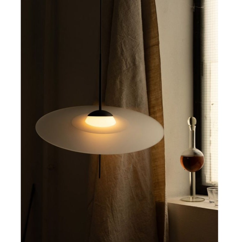 Mono Pendant, 40 cm, Frosted Glass with Black, LED, Touch Dim, IP20