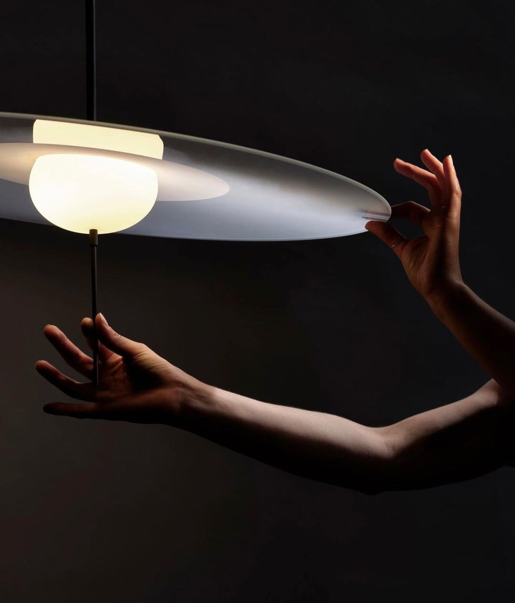 Mono Pendant, 60 cm, Frosted Glass with Black, LED, Touch Dim, IP20