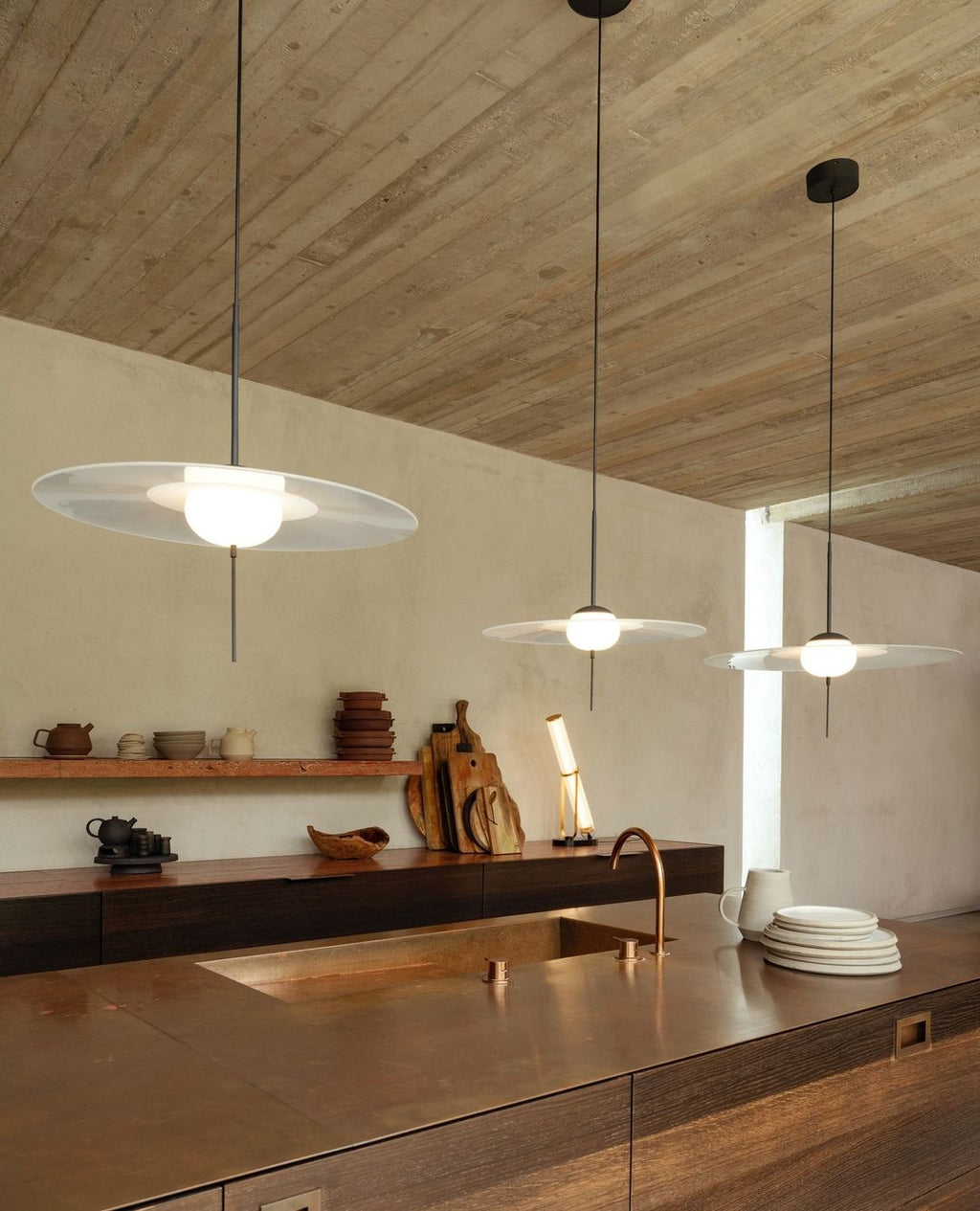 Mono Pendant, 50 cm, Frosted Glass with Black, LED, Touch Dim, IP20