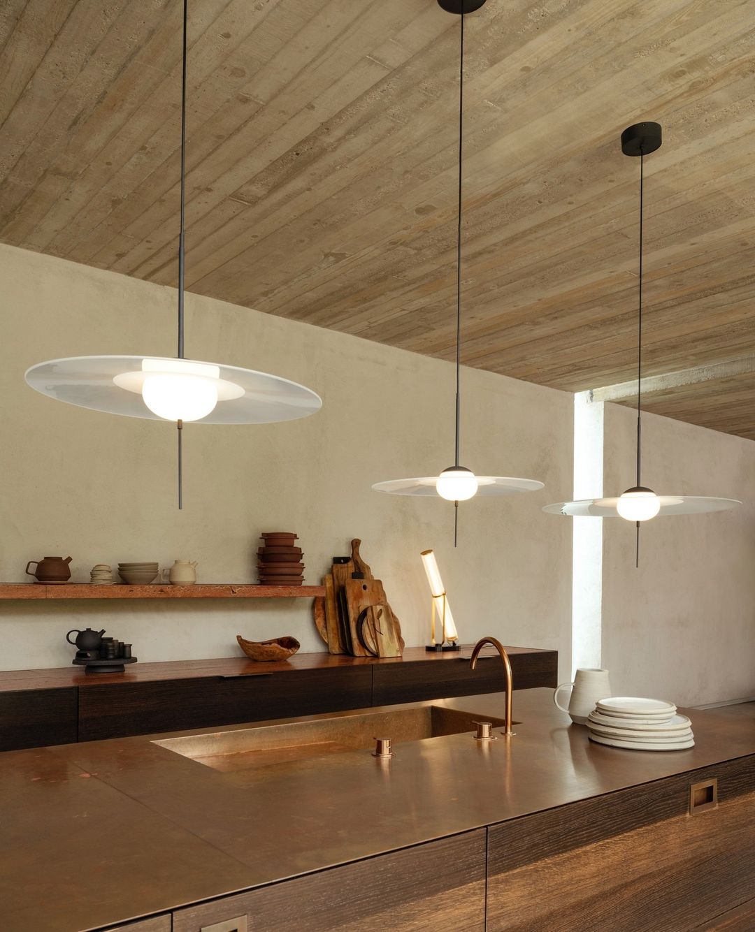 Mono Pendant, 50 cm, Frosted Glass with Black, LED, Touch Dim, IP20