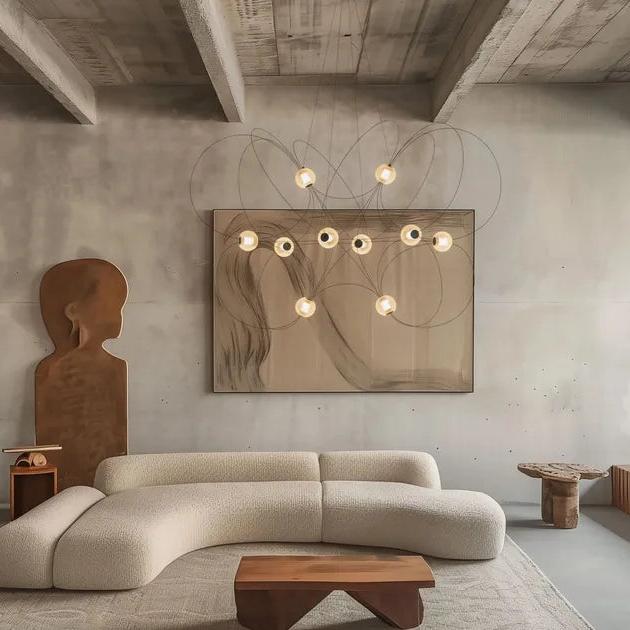 Munari 10, Oblong, Black Steel with Frosted Acrylic Spheres, LED, 32W, 2400K, Triac Dim, IP20