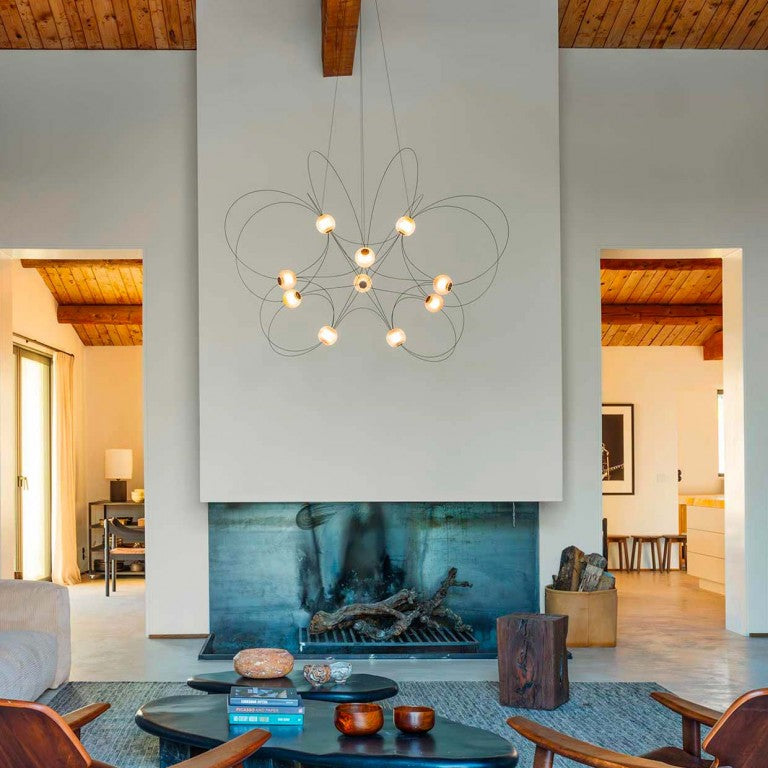 Munari 10, Oblong, Black Steel with Frosted Acrylic Spheres, LED, 32W, 2400K, Triac Dim, IP20