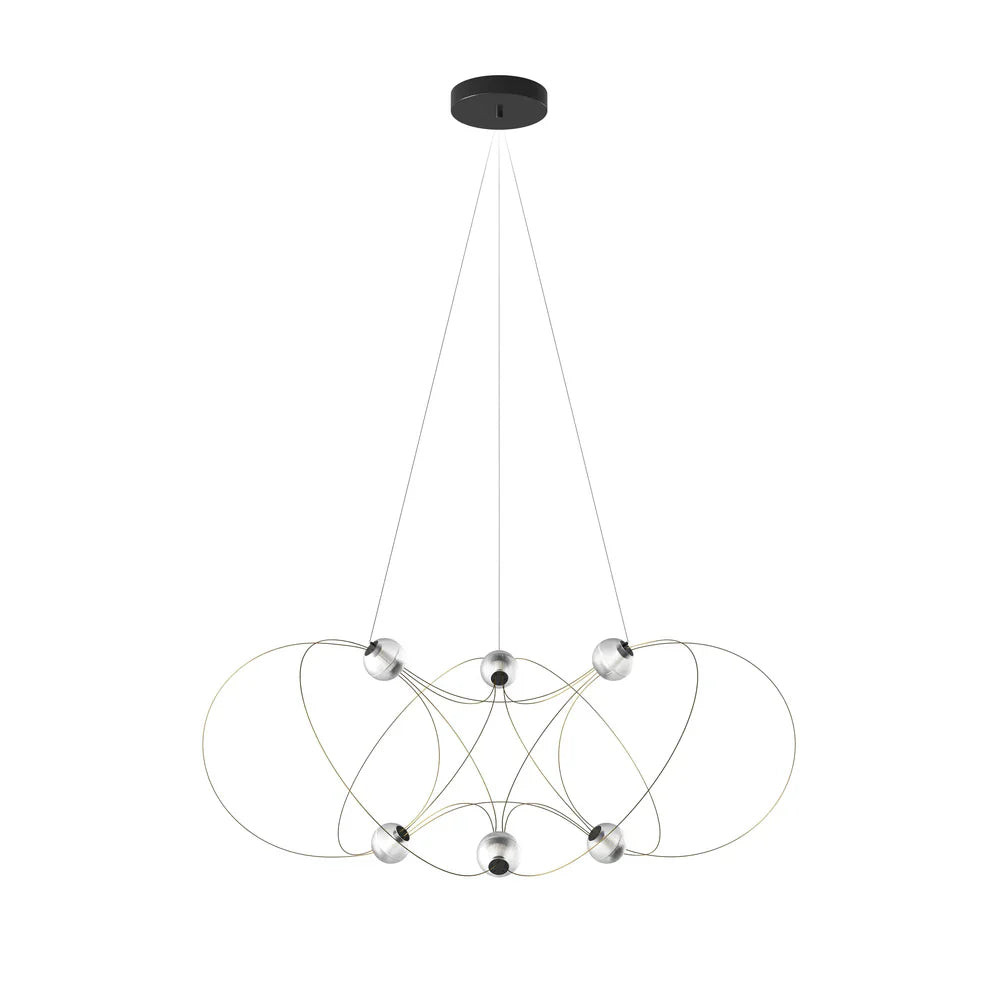 Munari 6, Round, Gold Steel with Frosted Acrylic Spheres, LED, 20W, 2400K, Triac Dim, IP20